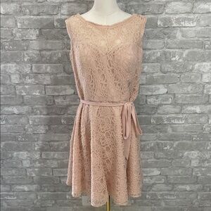 Mori Lee Blush Lace Mini Dress